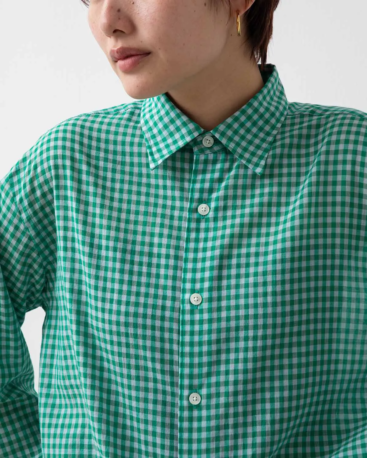 AIRY LIGHT COTTON CHECK BIG SHIRT