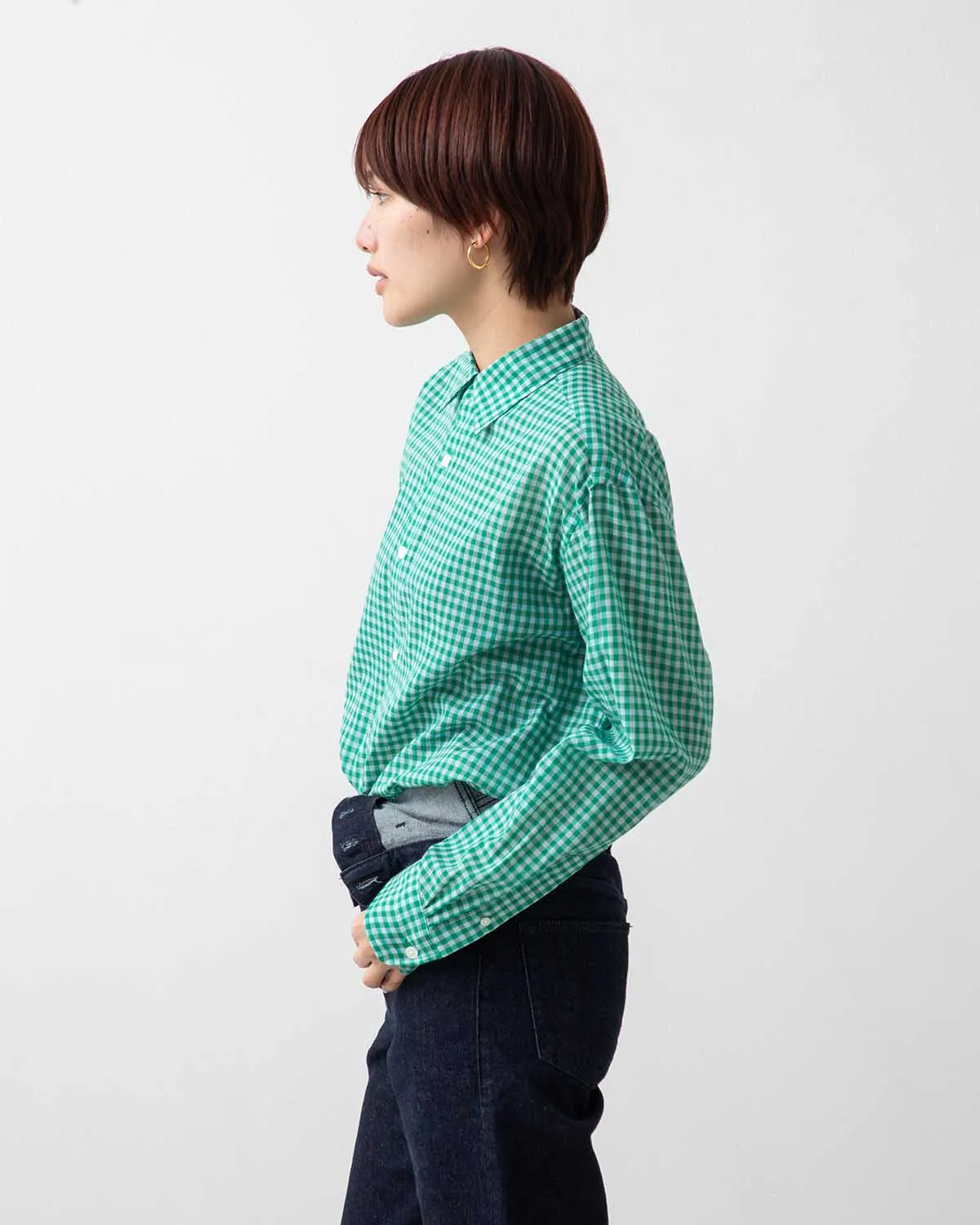 AIRY LIGHT COTTON CHECK BIG SHIRT