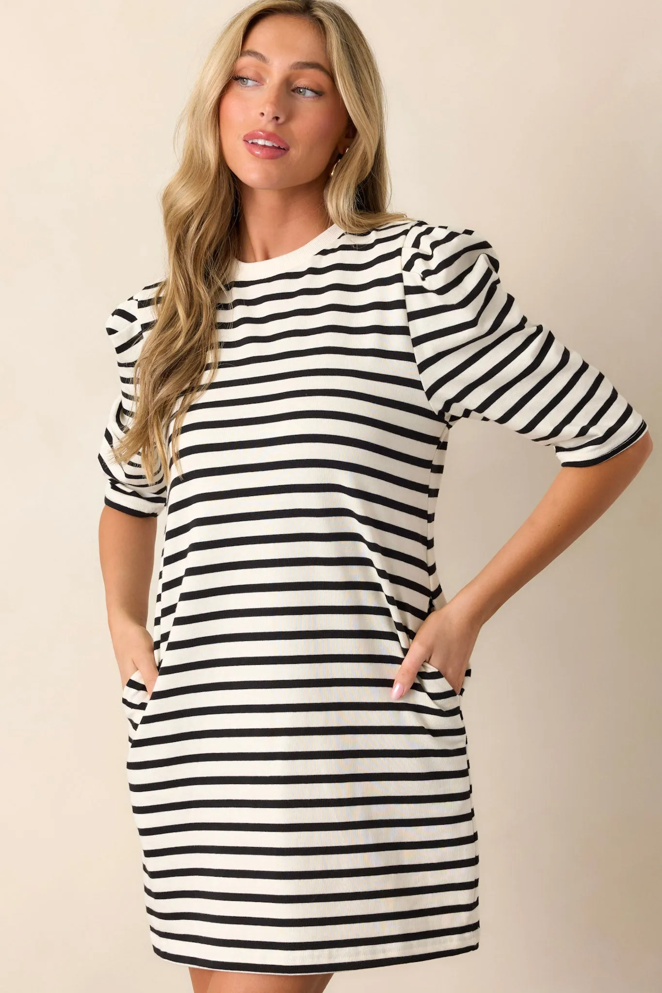 All My Love 100% Cotton White Stripe Mini Dress