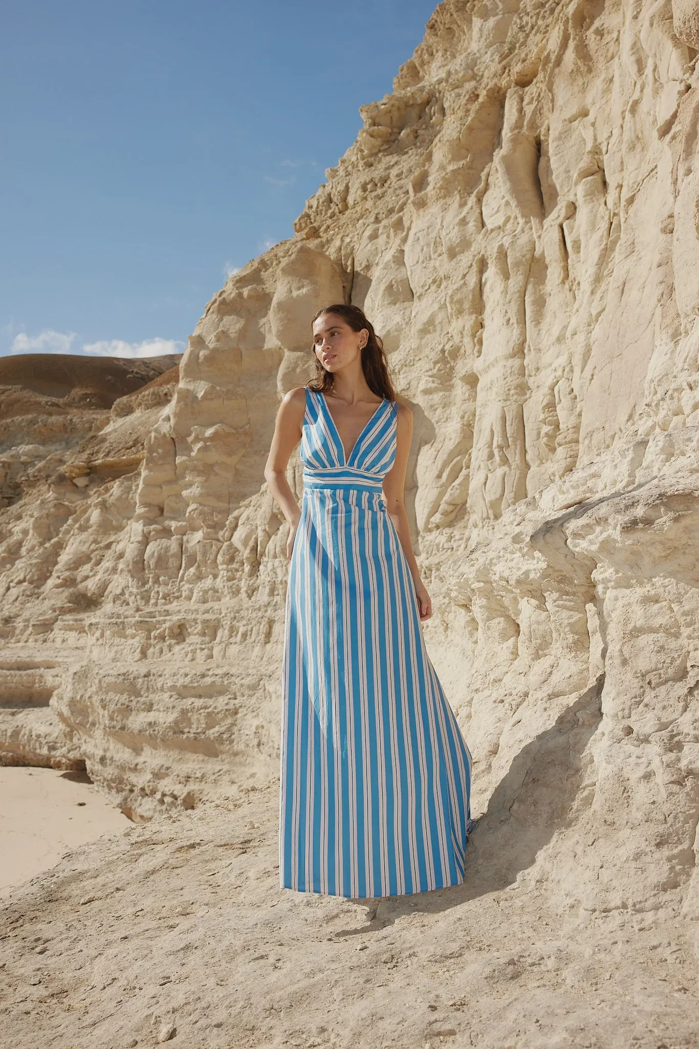 Aston Studio Betty Dress in Ocean Depths and Seashell Stripe