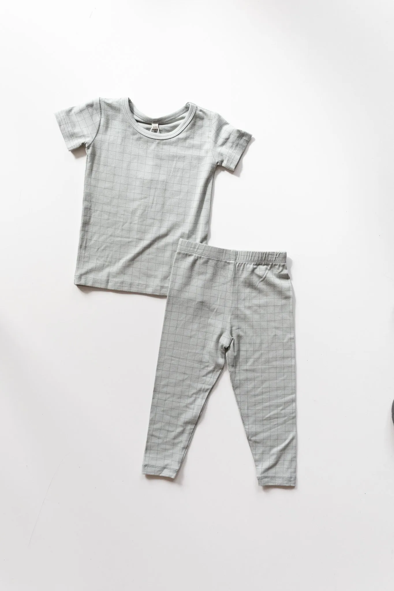 Bamboo Short Sleeve Pajama Set || Sage Grid