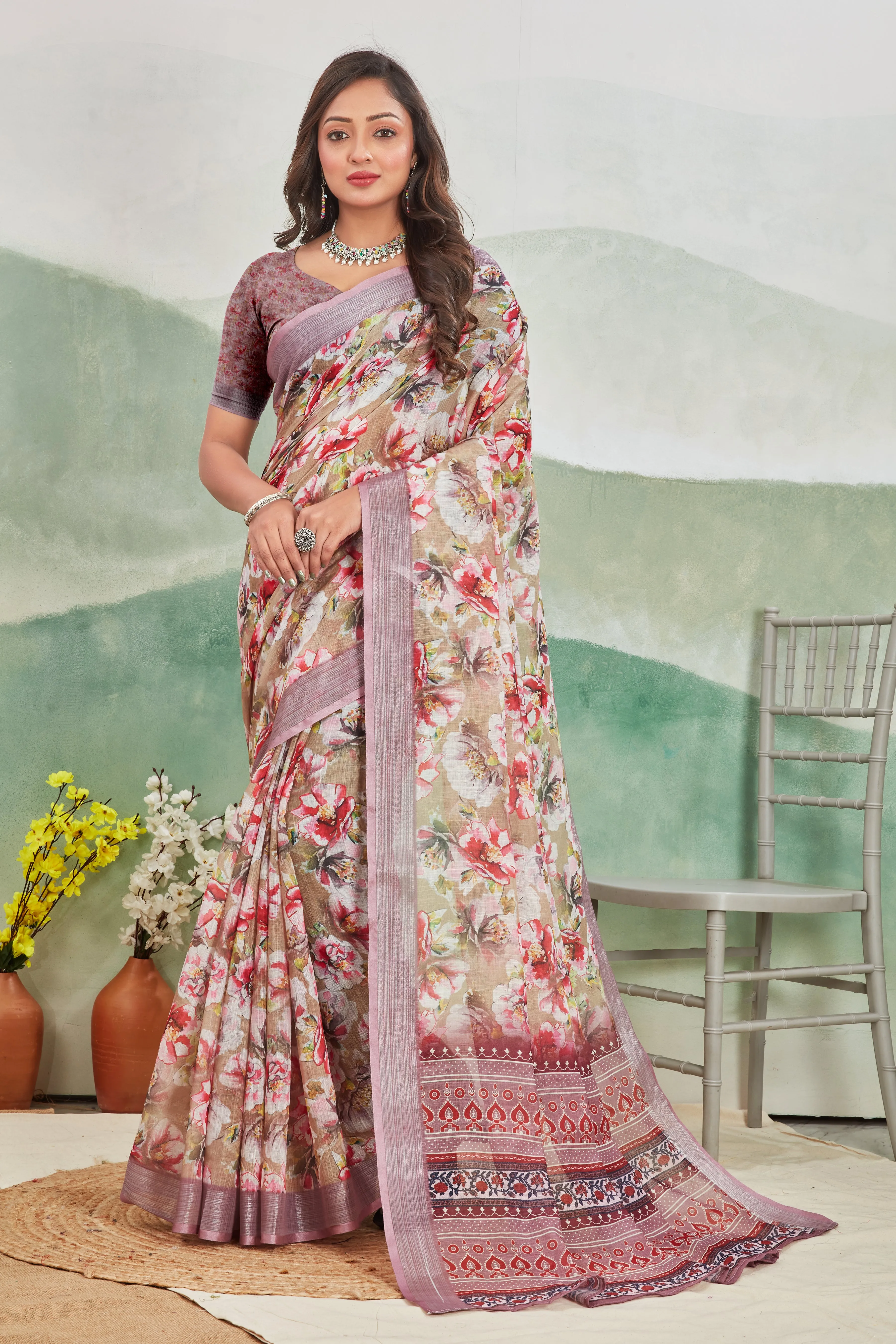 Breezy Elegance Woven in Linen Saree