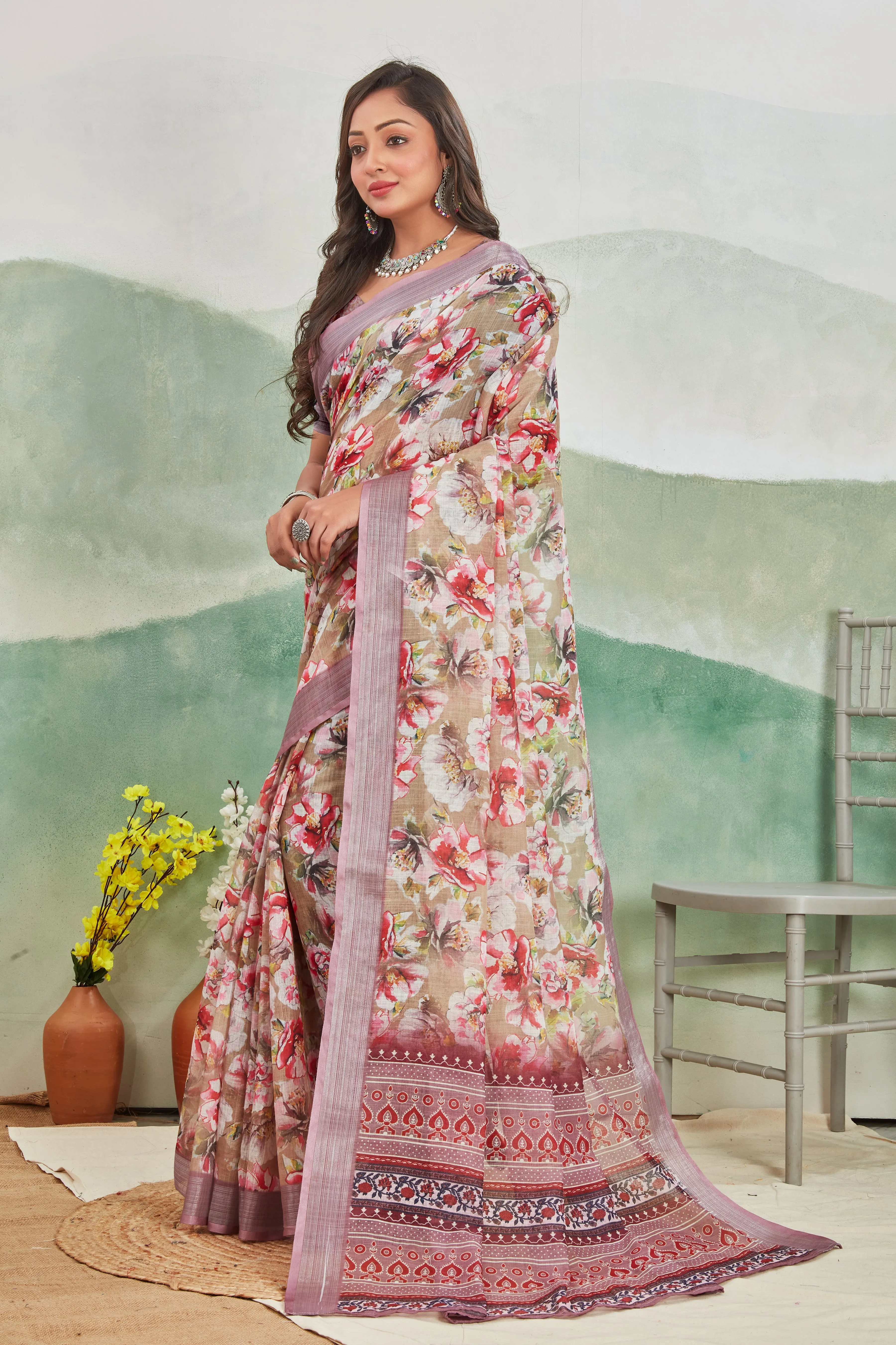 Breezy Elegance Woven in Linen Saree
