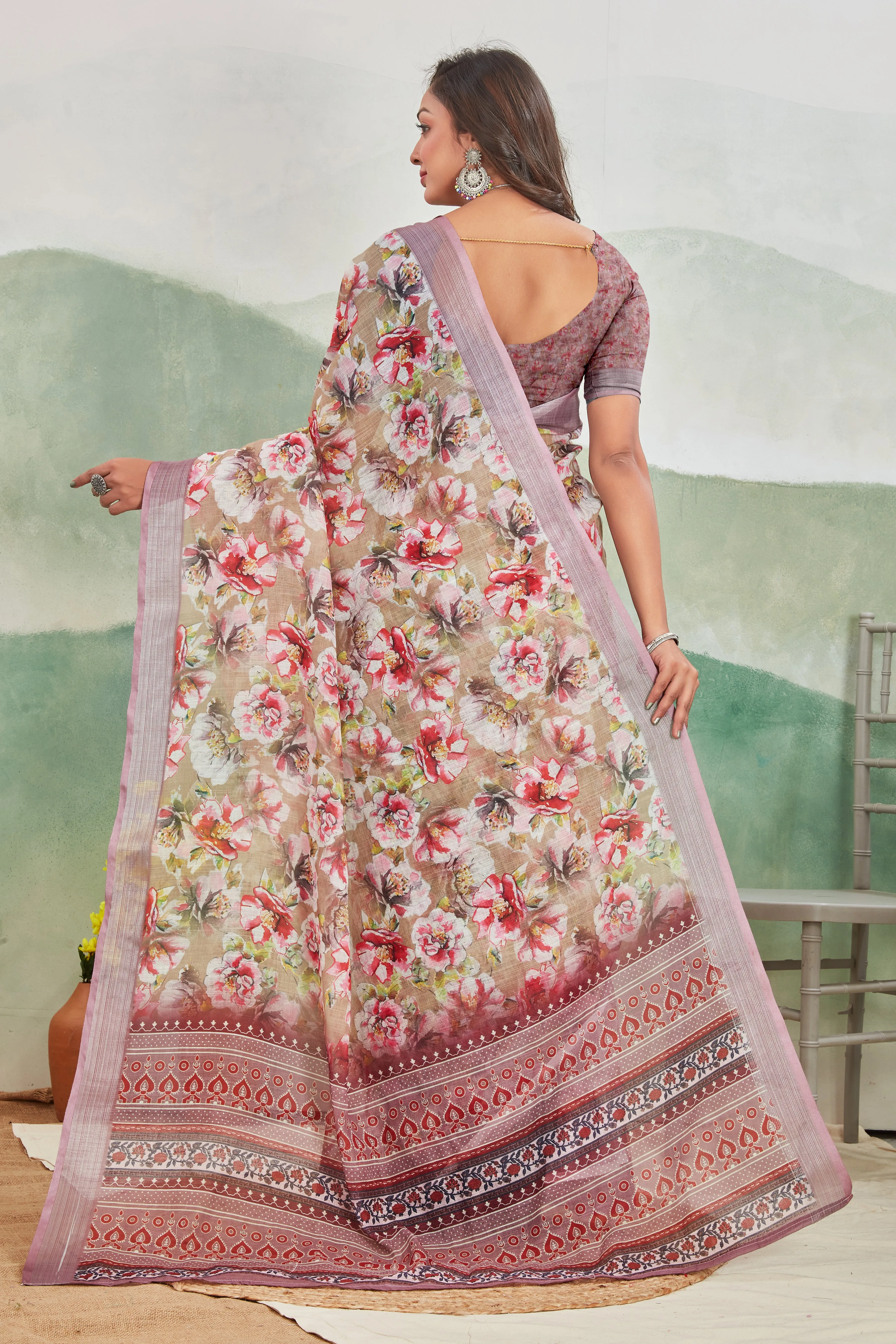 Breezy Elegance Woven in Linen Saree
