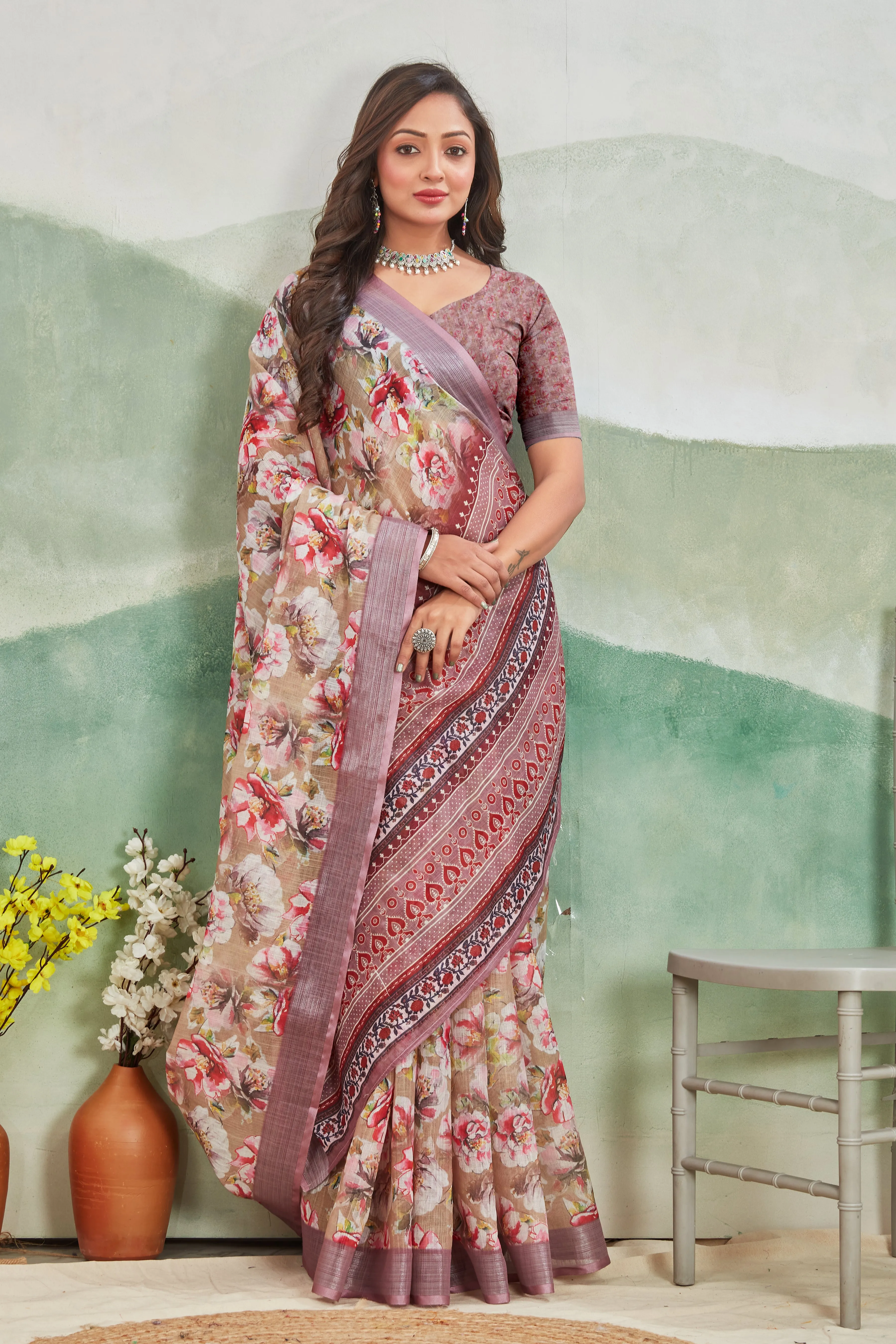 Breezy Elegance Woven in Linen Saree