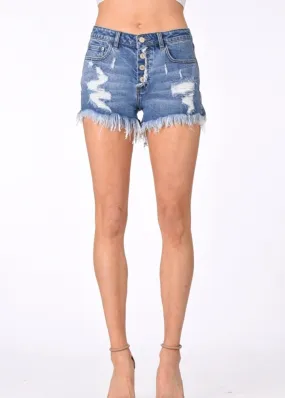 Brittany Buttondown Shorts - Light Wash