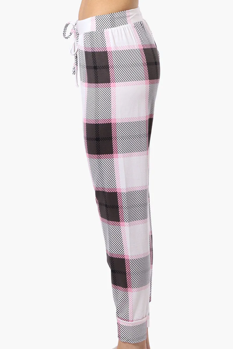 Canada Weather Gear Plaid Tie Waist Pajama Bottoms - White