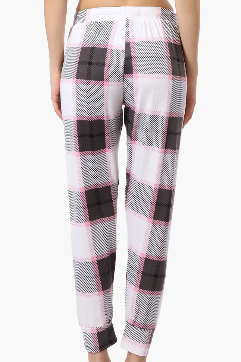Canada Weather Gear Plaid Tie Waist Pajama Bottoms - White