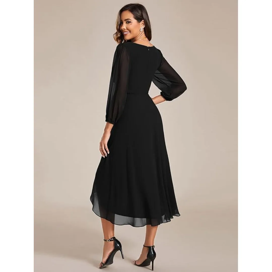Chiffon Midi Length Wedding Guest Dress