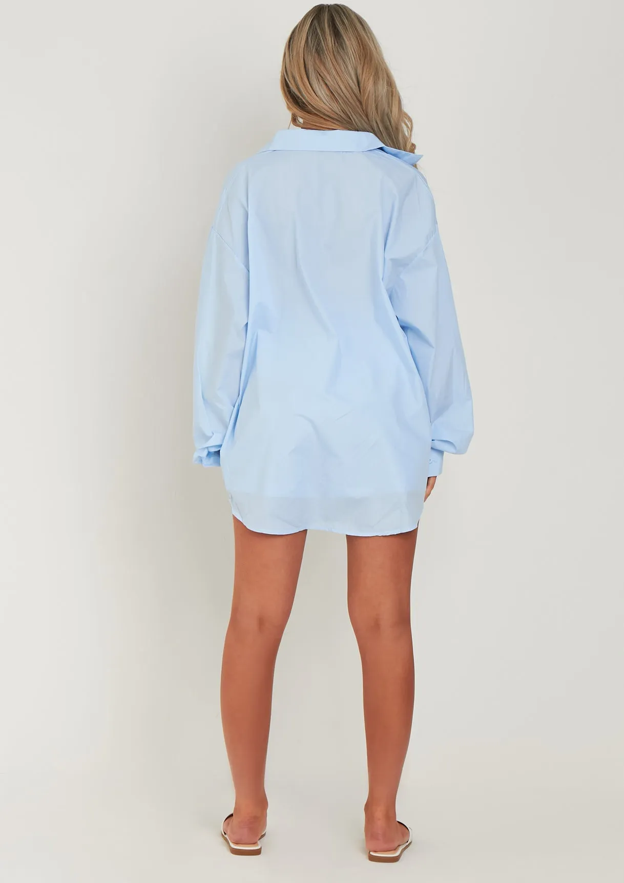 Clara Pastel Blue Thick Cotton Oversized Shirt