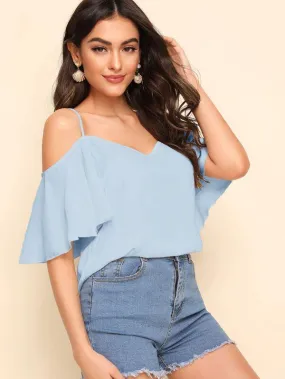 Cold Shoulder Bell Sleeve Top