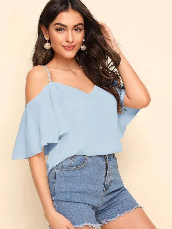 Cold Shoulder Bell Sleeve Top