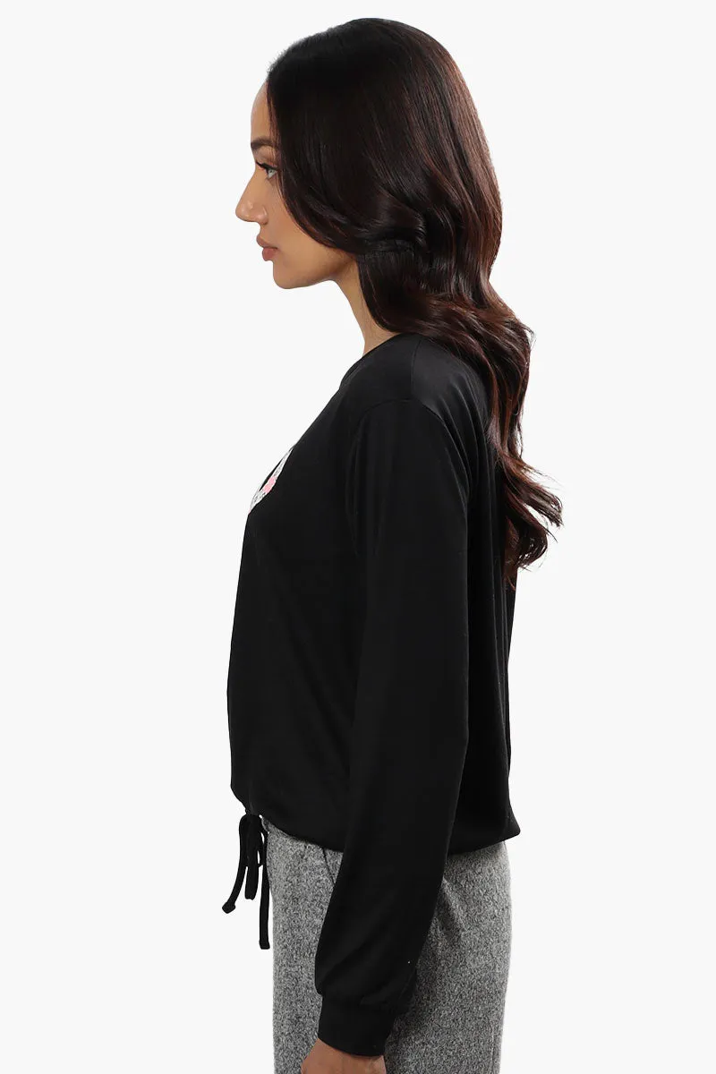 Cuddly Canuckies Oh Deer Print Pajama Top - Black