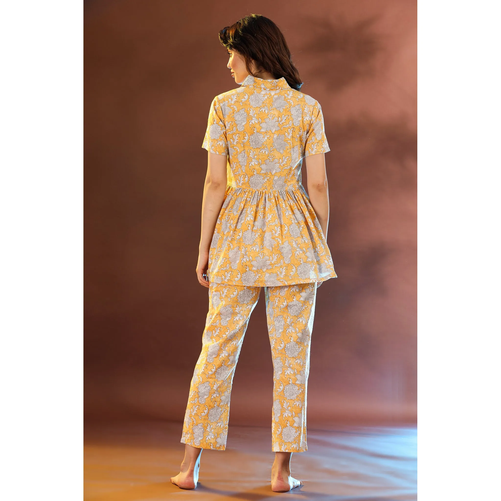 Floral Mosaic on Yellow Loungewear Set