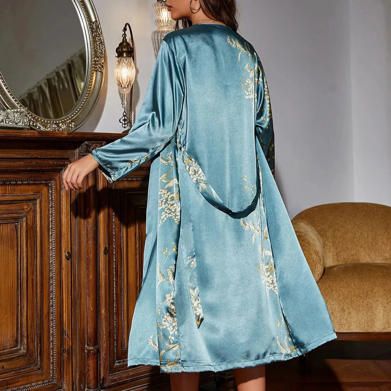 Four Seasons Floral Loungewear Robe Night Dress Set