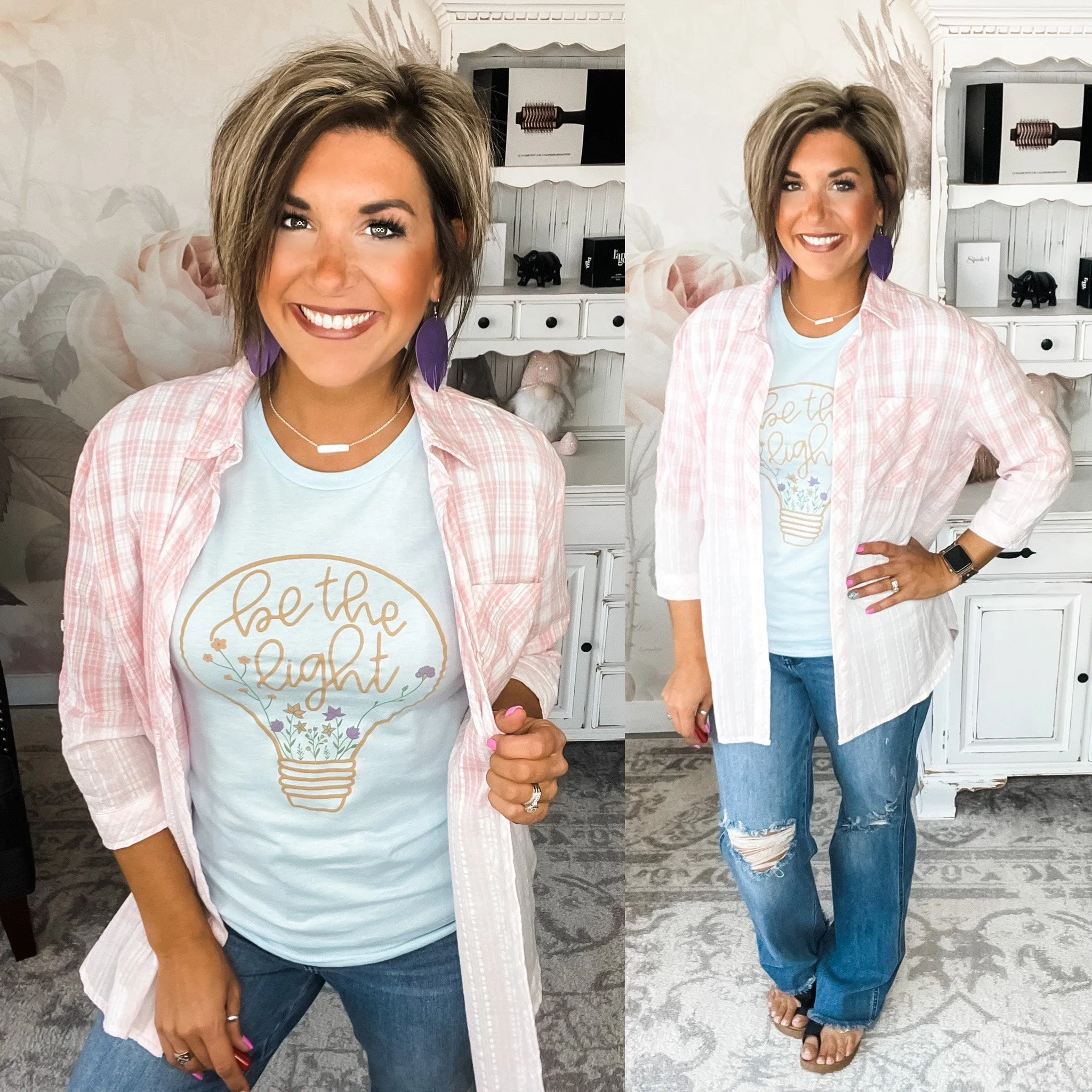 Free As Can Be Bleached Button Down