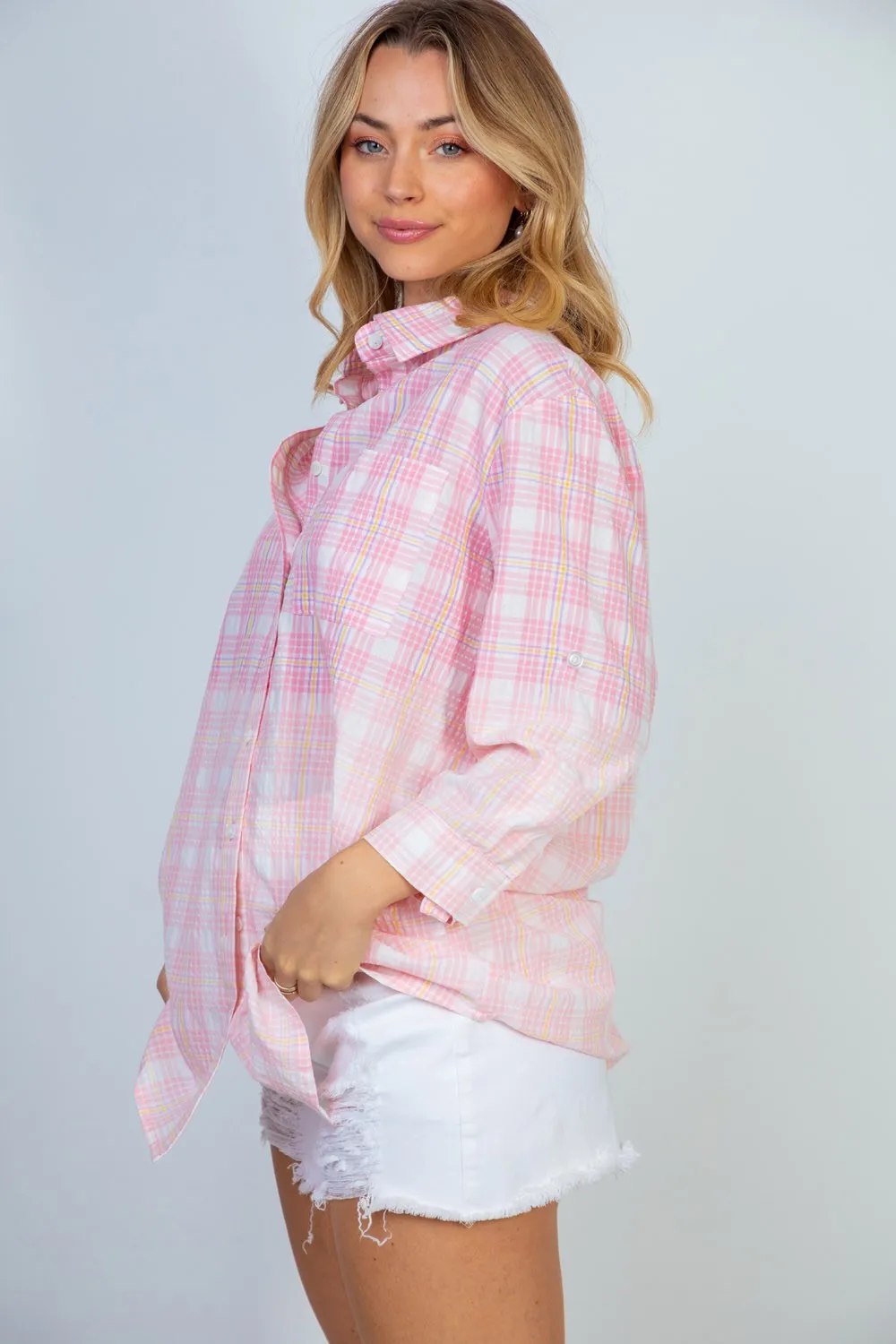 Free As Can Be Bleached Button Down