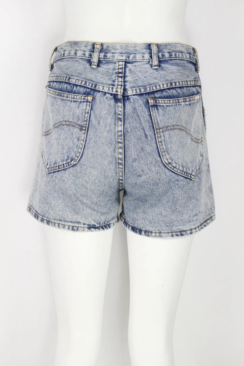 High waist acid wash light blue denim shorts - M