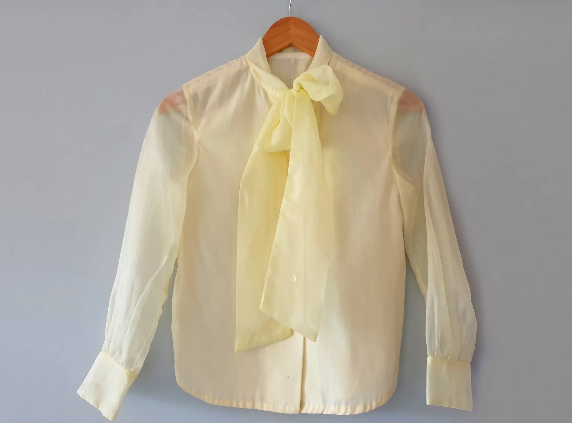 Lemon Pussy Bow Blouse - S