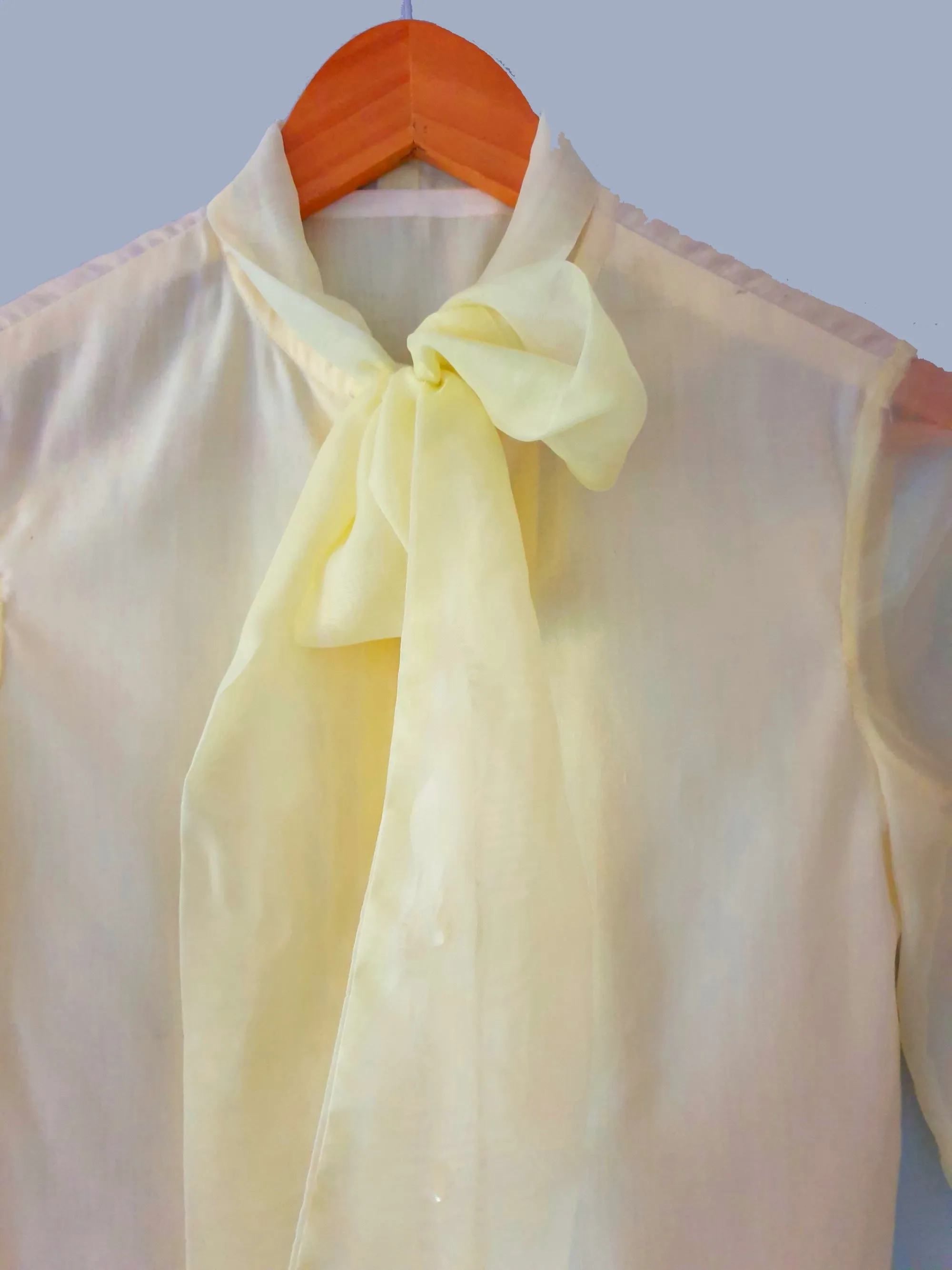 Lemon Pussy Bow Blouse - S