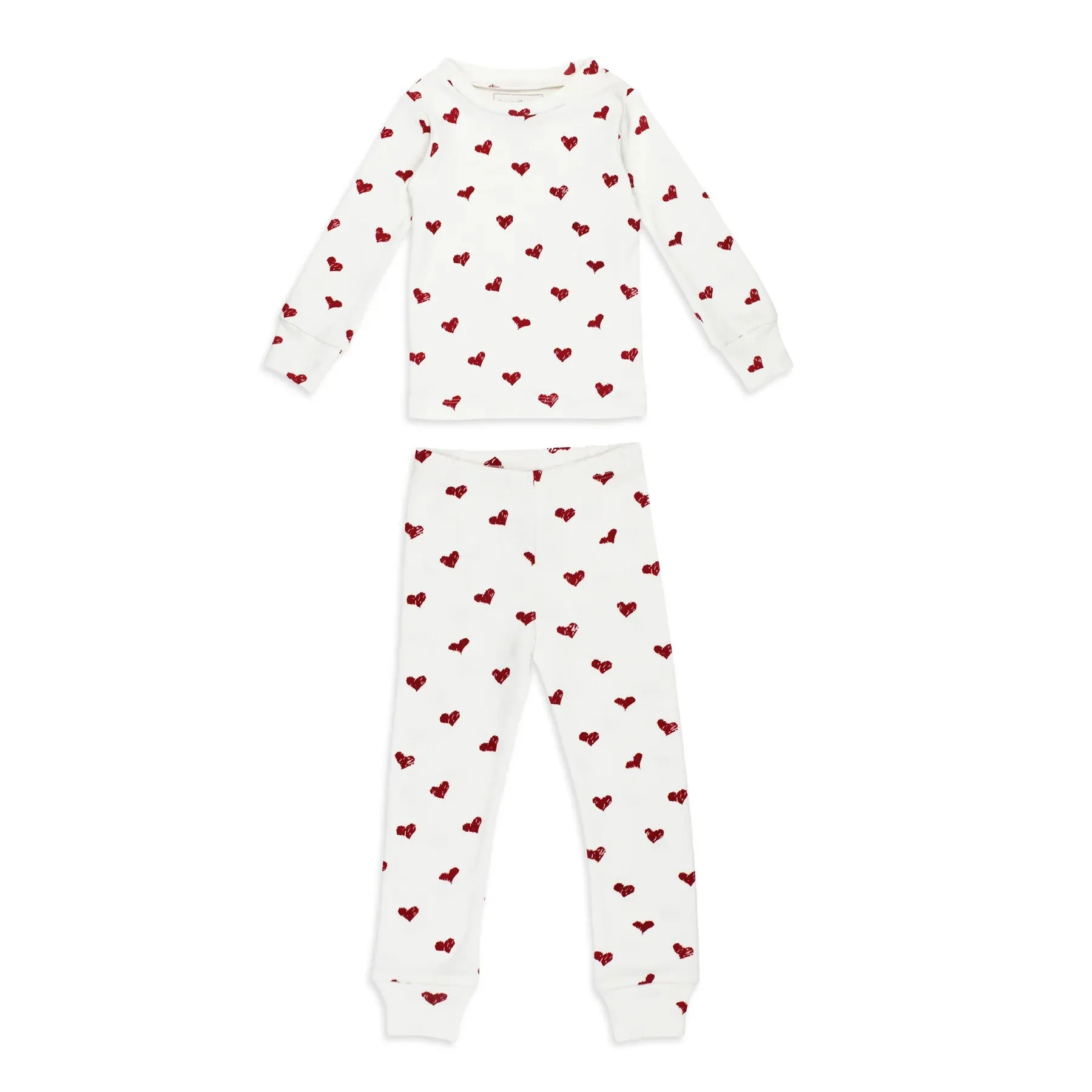 L'ovedbaby Kids' Organic Long Sleeve PJ Set in Crimson Hearts