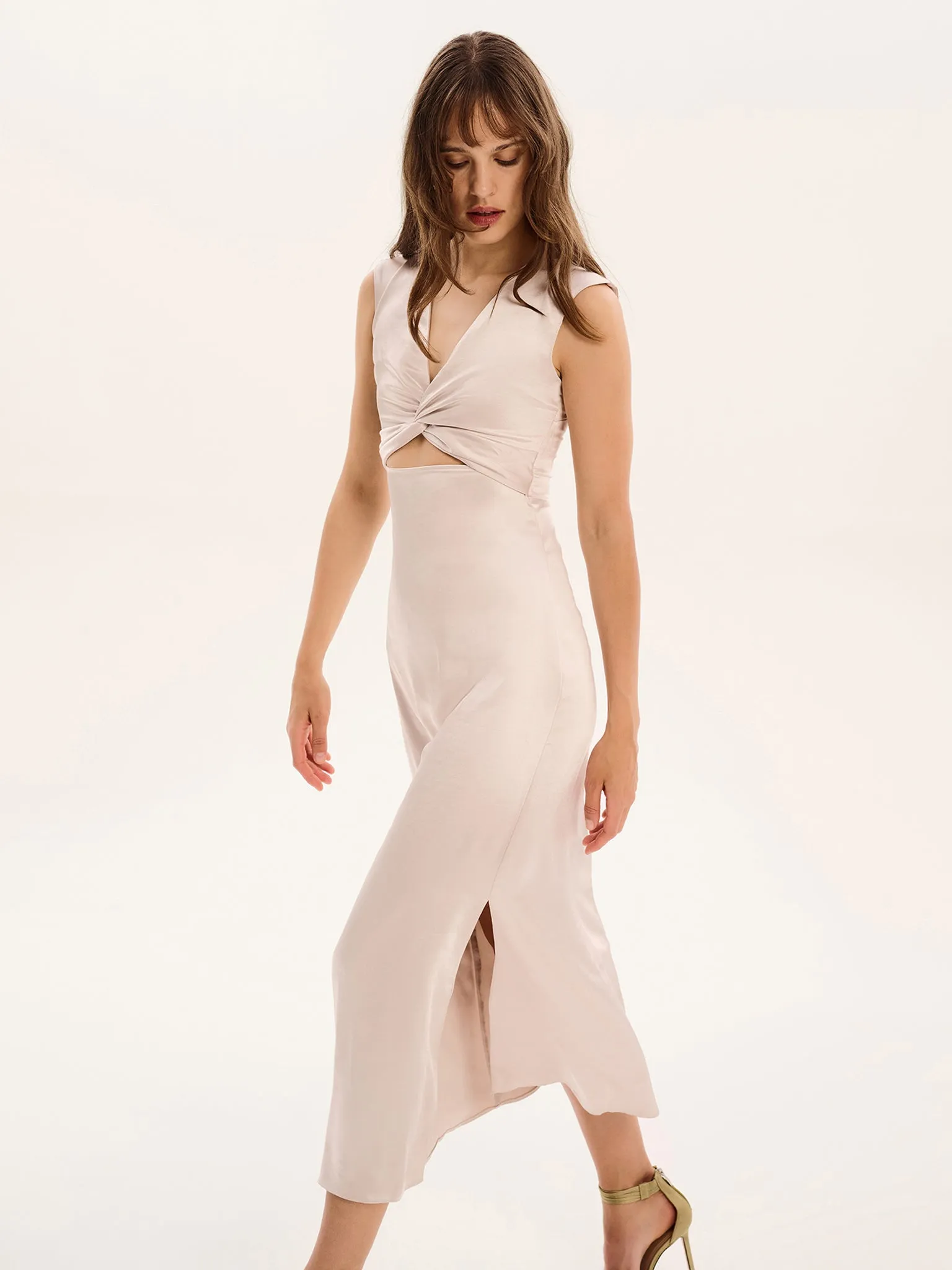 Marin Twist Front Dress in Silver