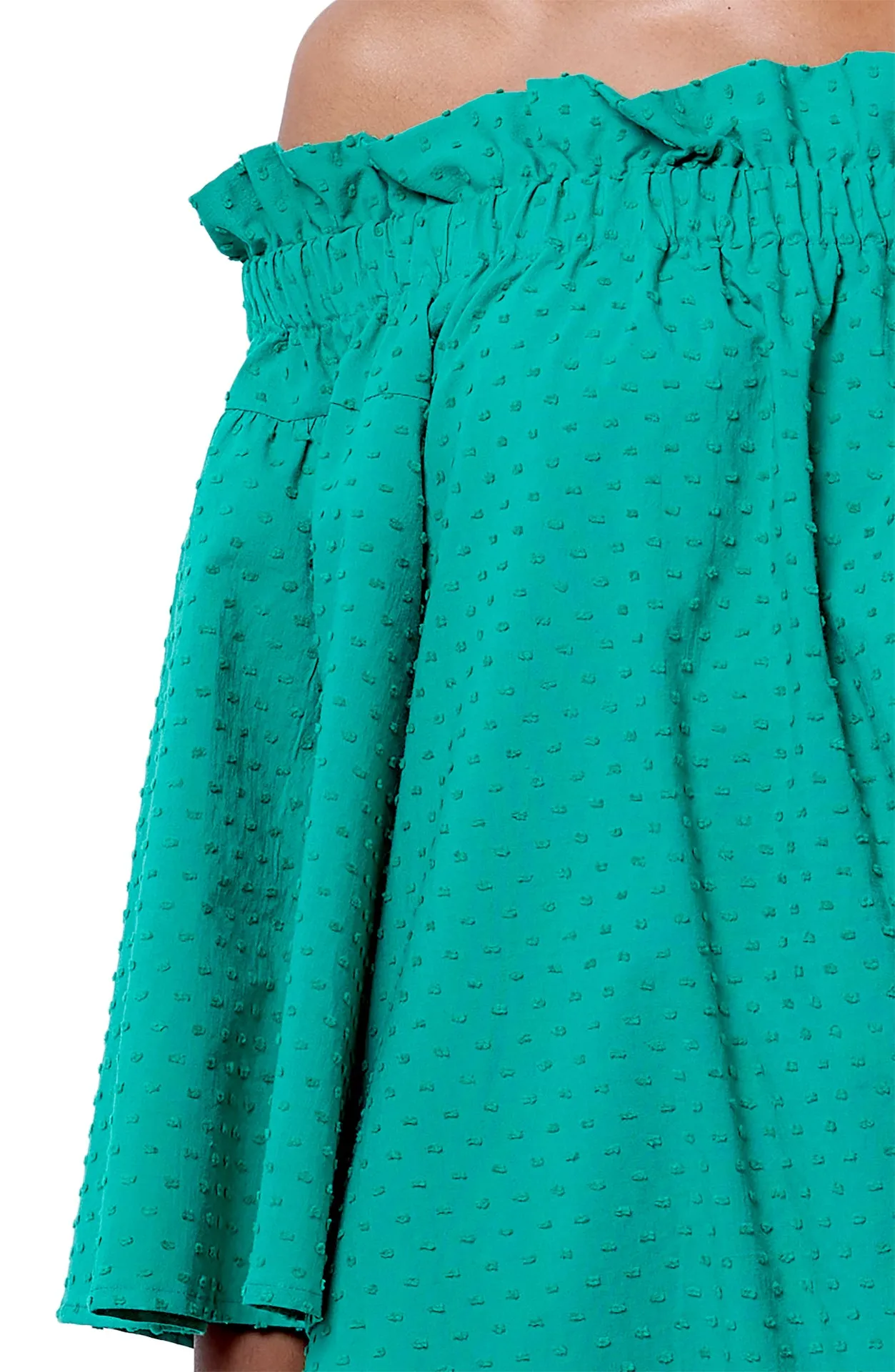 MARY OFF THE SHOULDER RUFFLE DRESS - Swiss