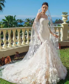 Mermaid Wedding Gown With Flowers