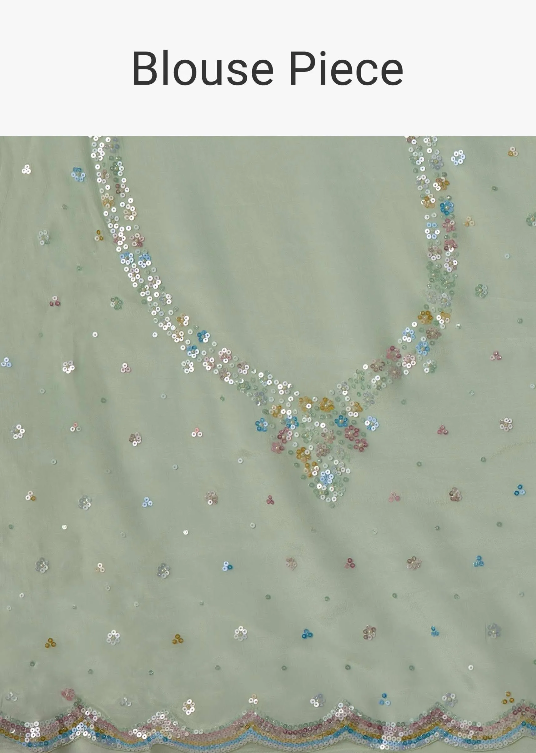 Minty Green Crepe Saree With Sequins