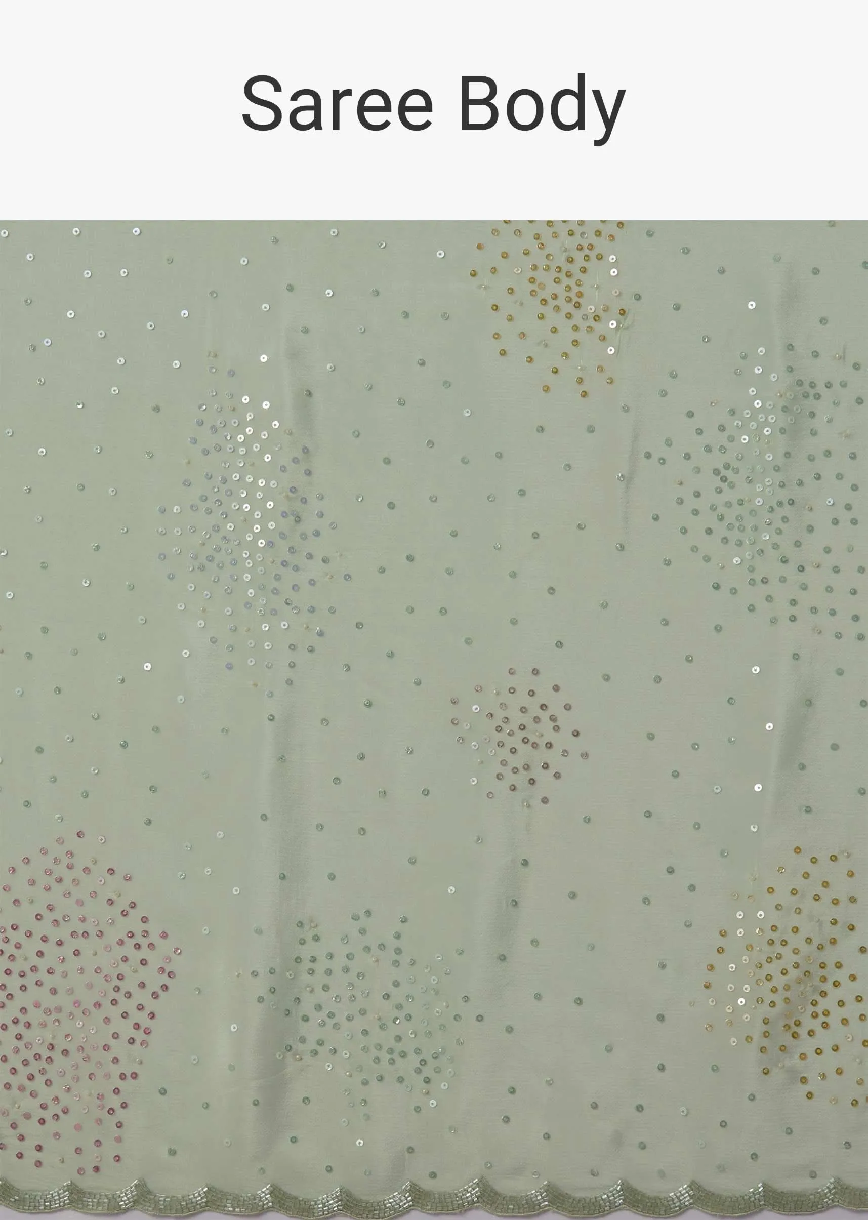 Minty Green Crepe Saree With Sequins