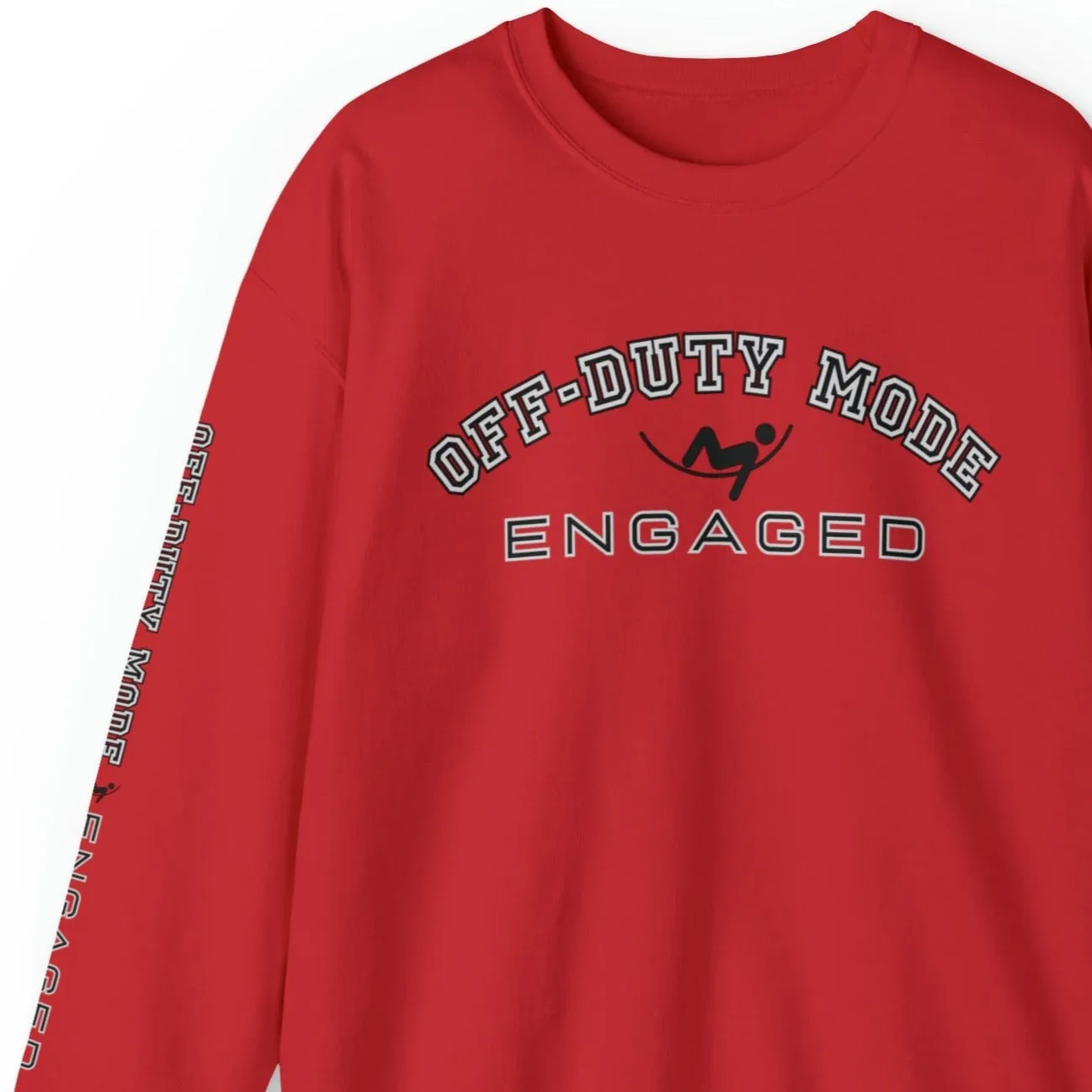 Off-Duty Mode Engaged Men's Sweatshirt: Relaxing Figure & Arm Detail