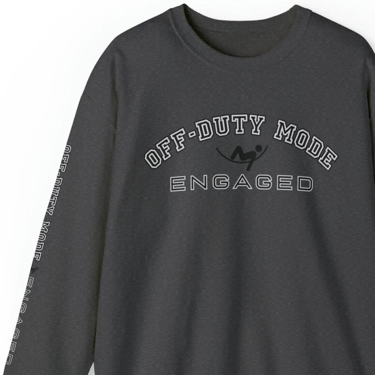 Off-Duty Mode Engaged Men's Sweatshirt: Relaxing Figure & Arm Detail