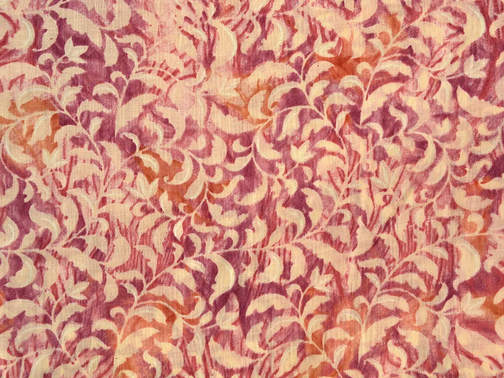 Pink & Cream Floral Pure Mul Mul Cotton Fabric