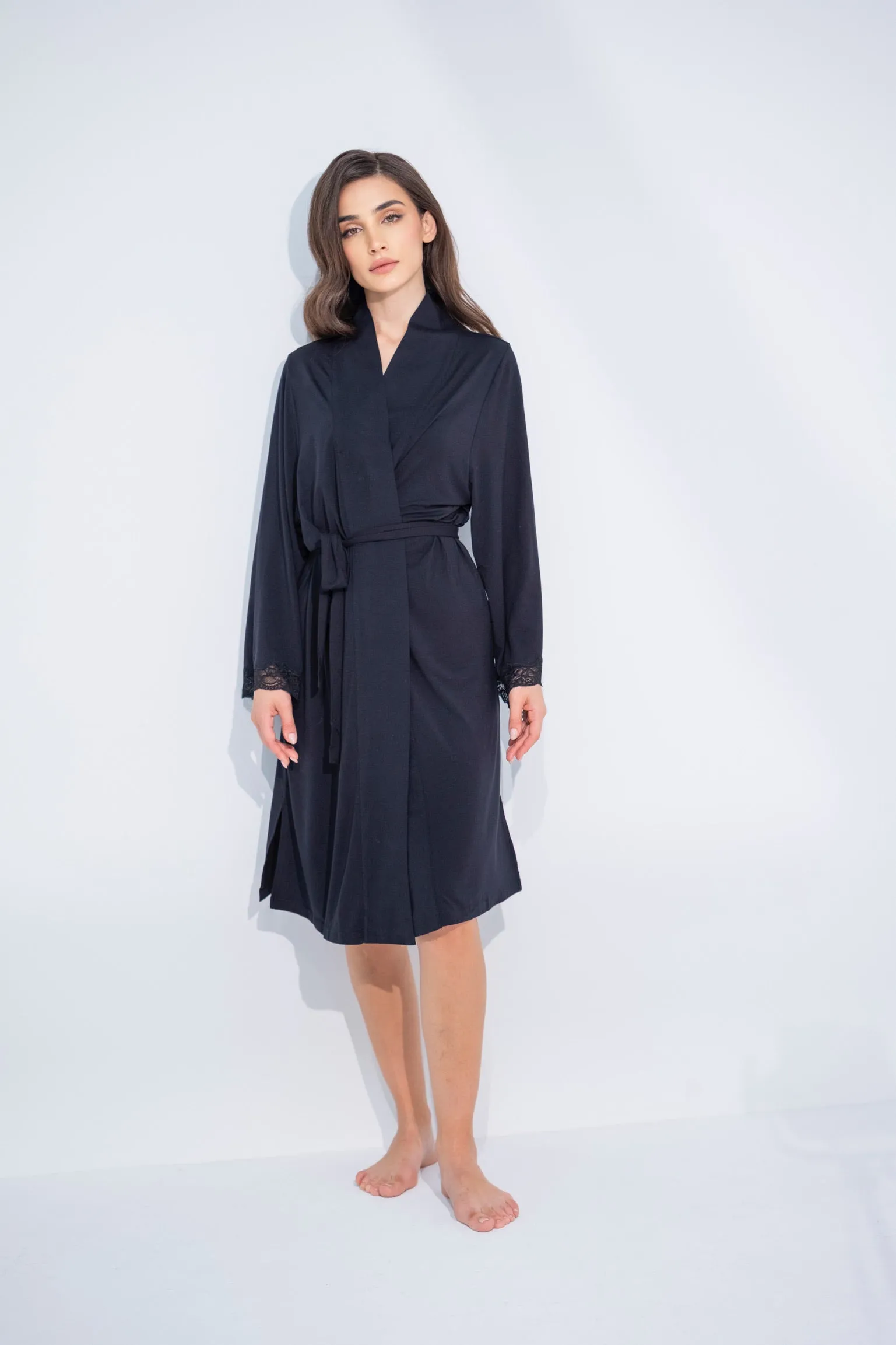 Soft Kimono Robe Black