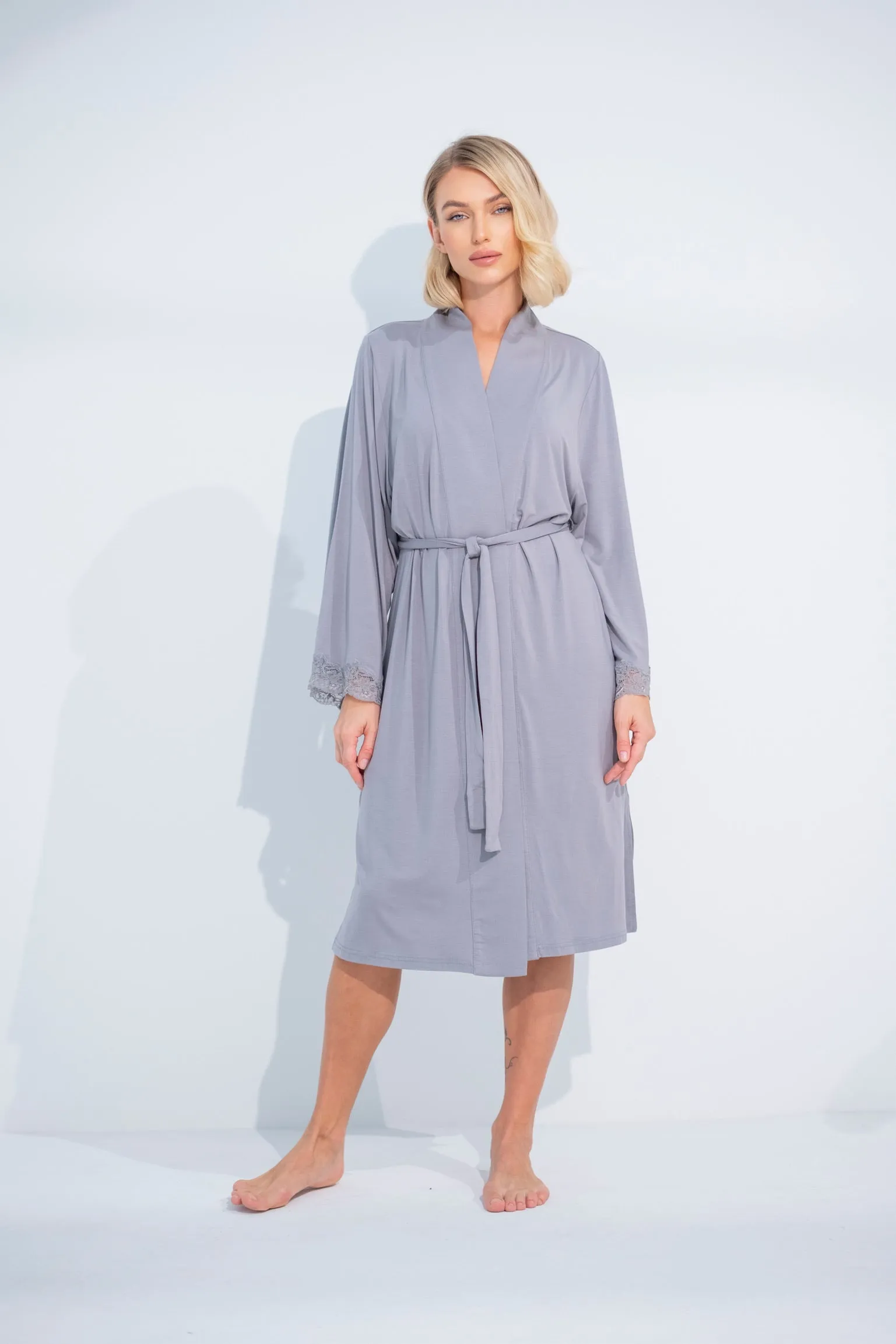 Soft Kimono Robe Gray