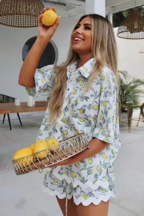 Sul Mare Short Set - Alice Blue Lemon