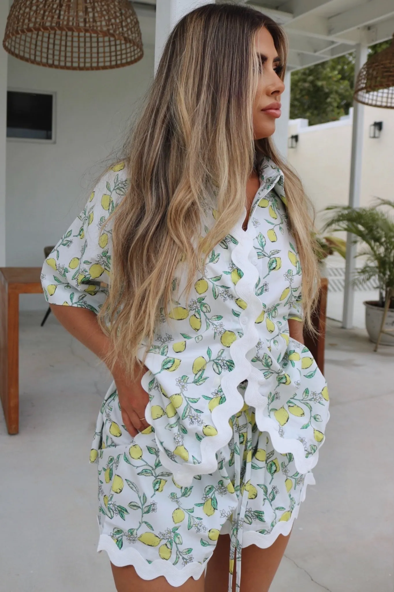 Sul Mare Short Set - Alice Blue Lemon