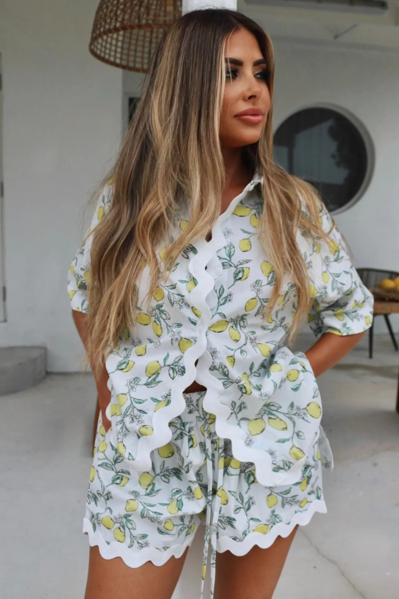 Sul Mare Short Set - Alice Blue Lemon