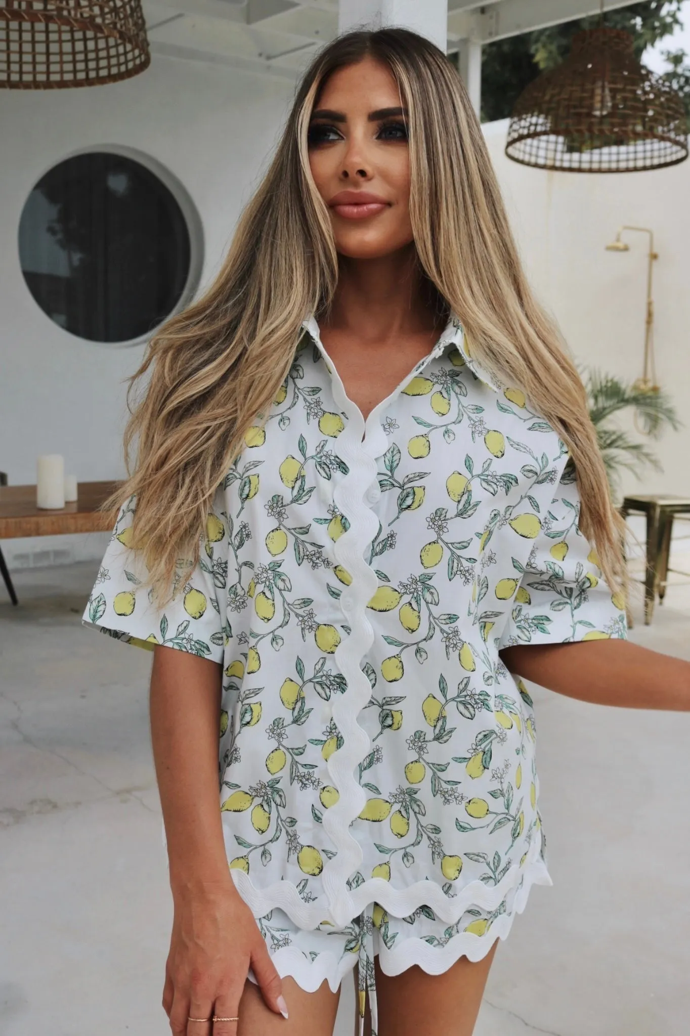 Sul Mare Short Set - Alice Blue Lemon
