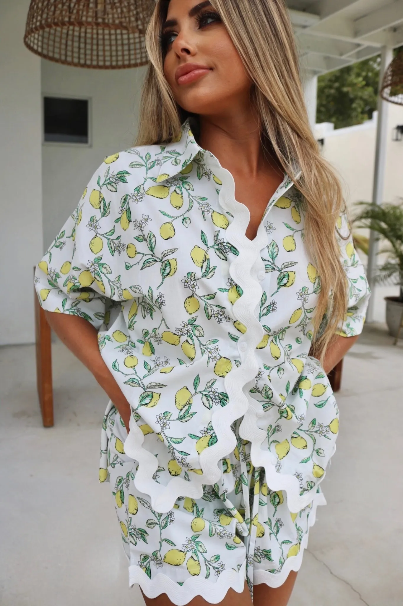 Sul Mare Short Set - Alice Blue Lemon