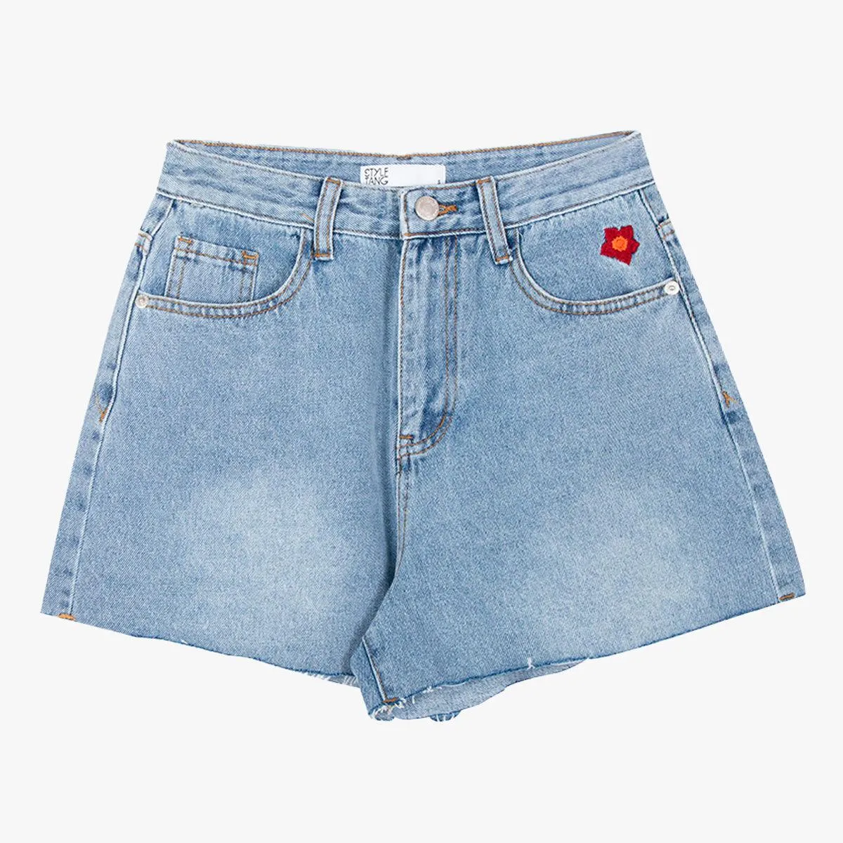 Sunflower Embroidery Light Blue Shorts