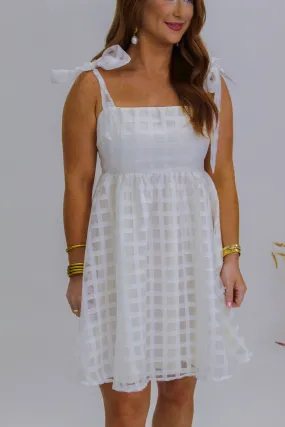 Sweetheart Forever Bow Tie Dress- White