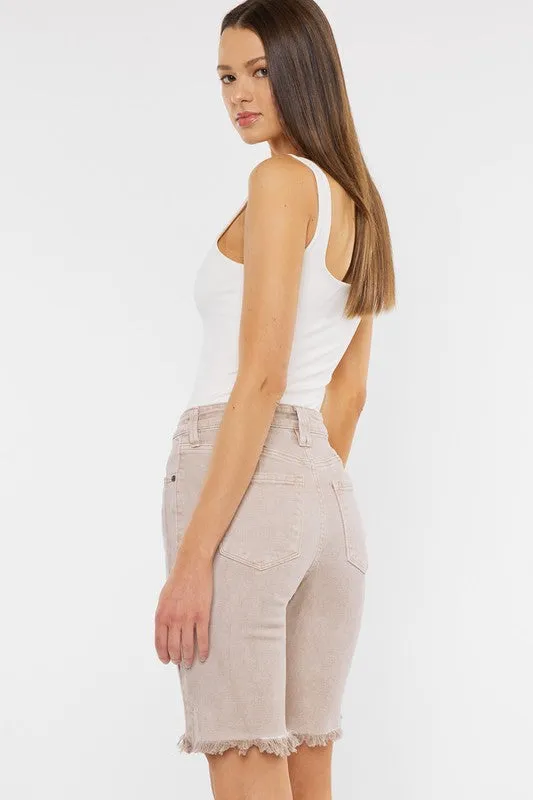 Taupe High Rise Bermuda Shorts