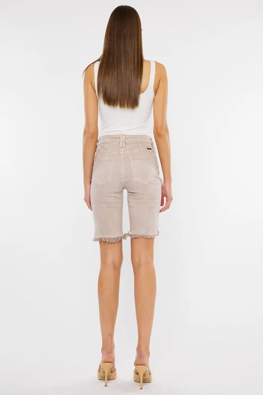 Taupe High Rise Bermuda Shorts