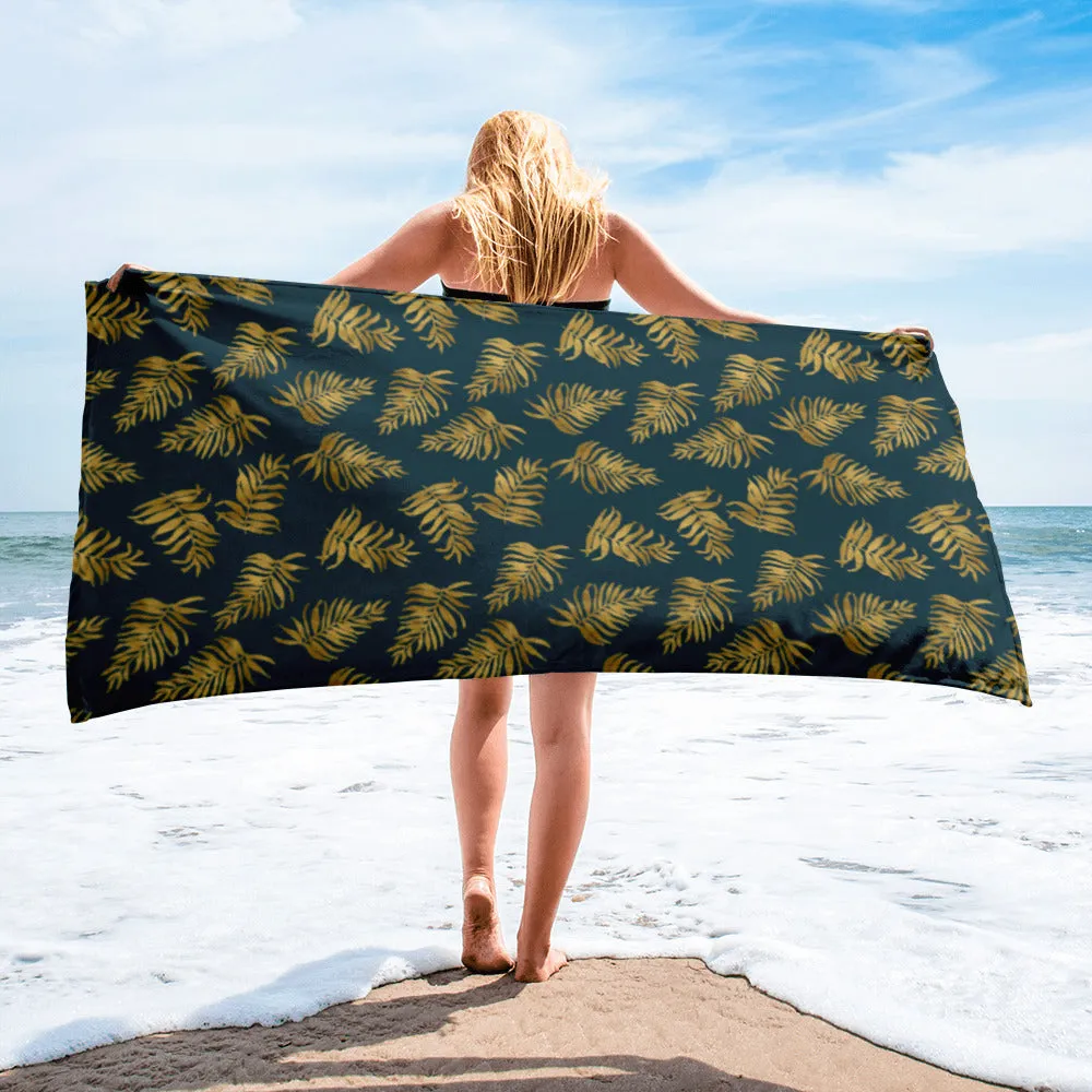Towel - Palm Leaves in Slate and Gold