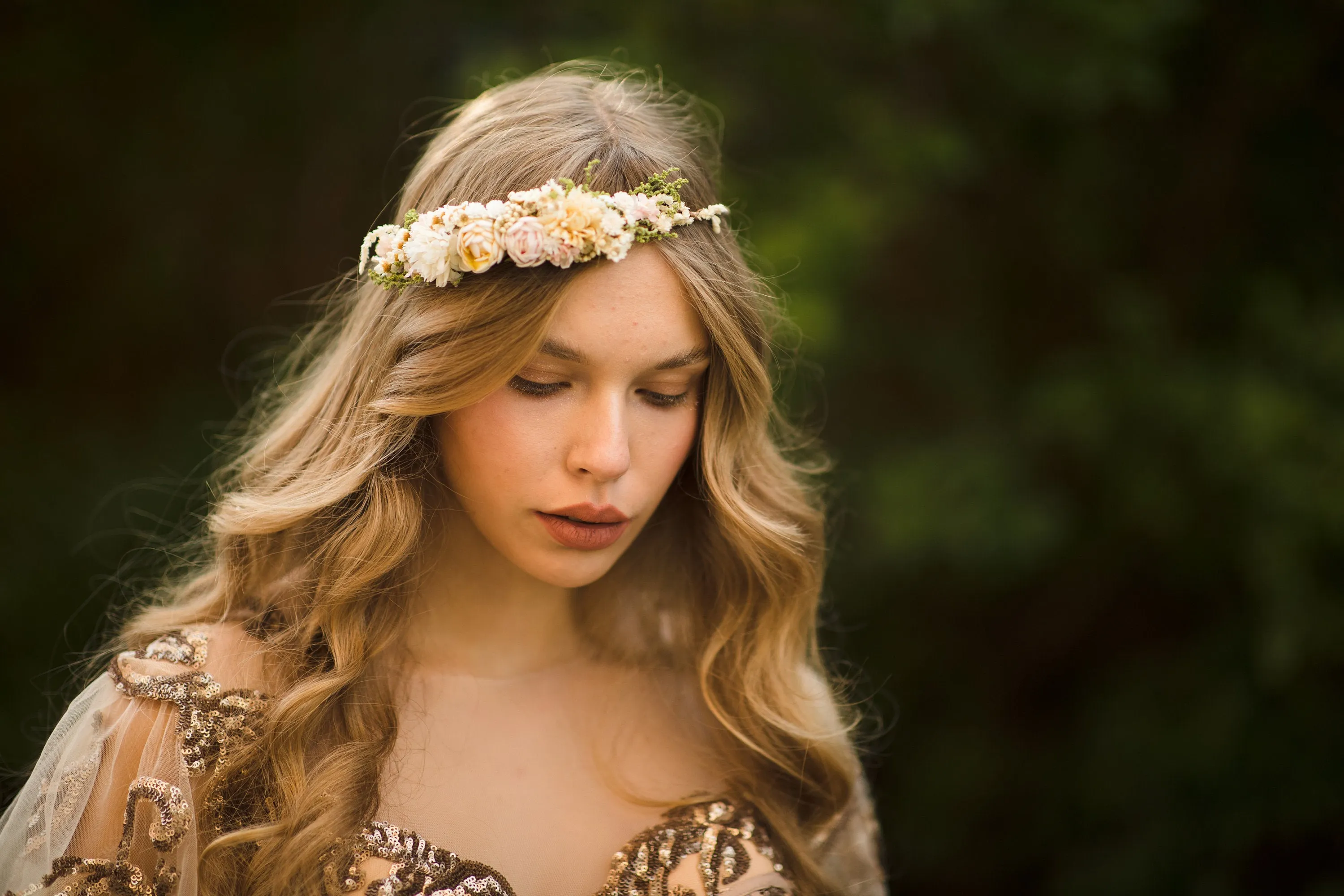 Wedding flower crown in pastel colours Bridal accessories Hair accessories Pastel wedding wreath Handmade crown Baby's breath Magaela