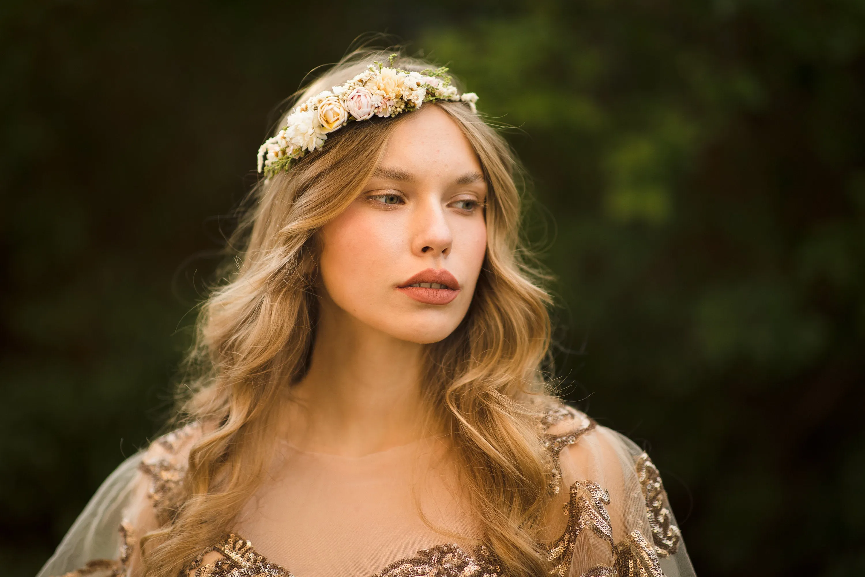 Wedding flower crown in pastel colours Bridal accessories Hair accessories Pastel wedding wreath Handmade crown Baby's breath Magaela