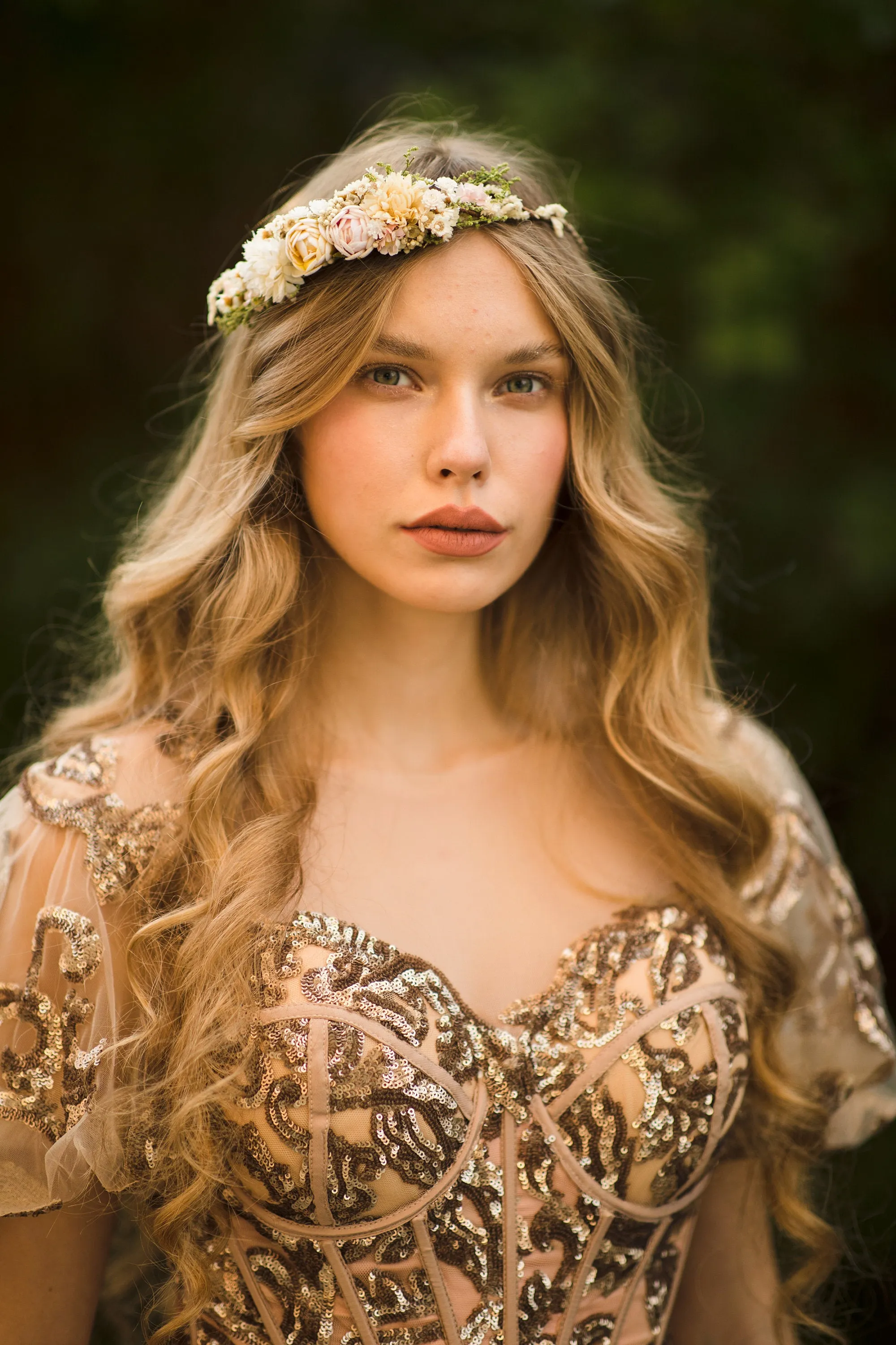 Wedding flower crown in pastel colours Bridal accessories Hair accessories Pastel wedding wreath Handmade crown Baby's breath Magaela