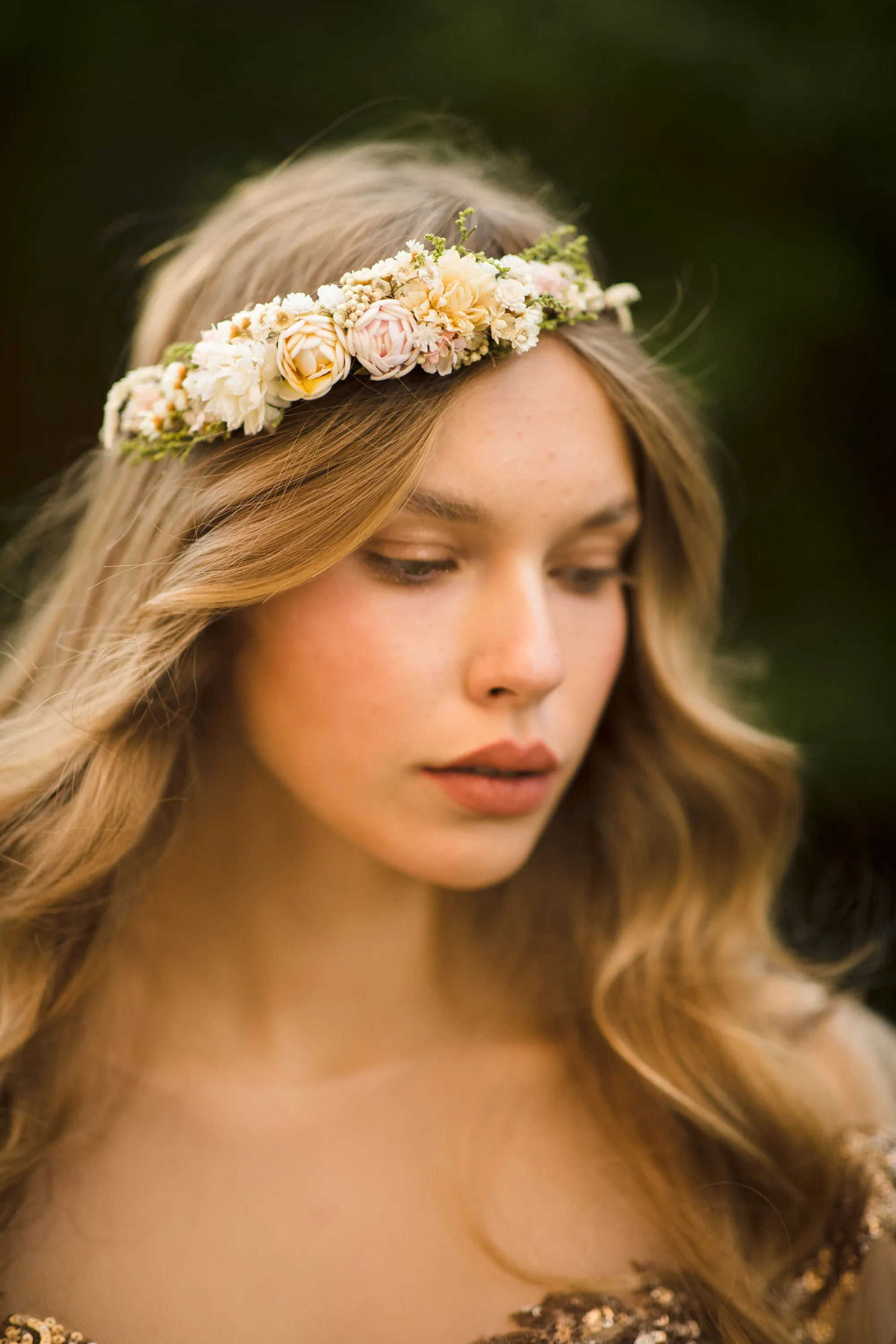 Wedding flower crown in pastel colours Bridal accessories Hair accessories Pastel wedding wreath Handmade crown Baby's breath Magaela